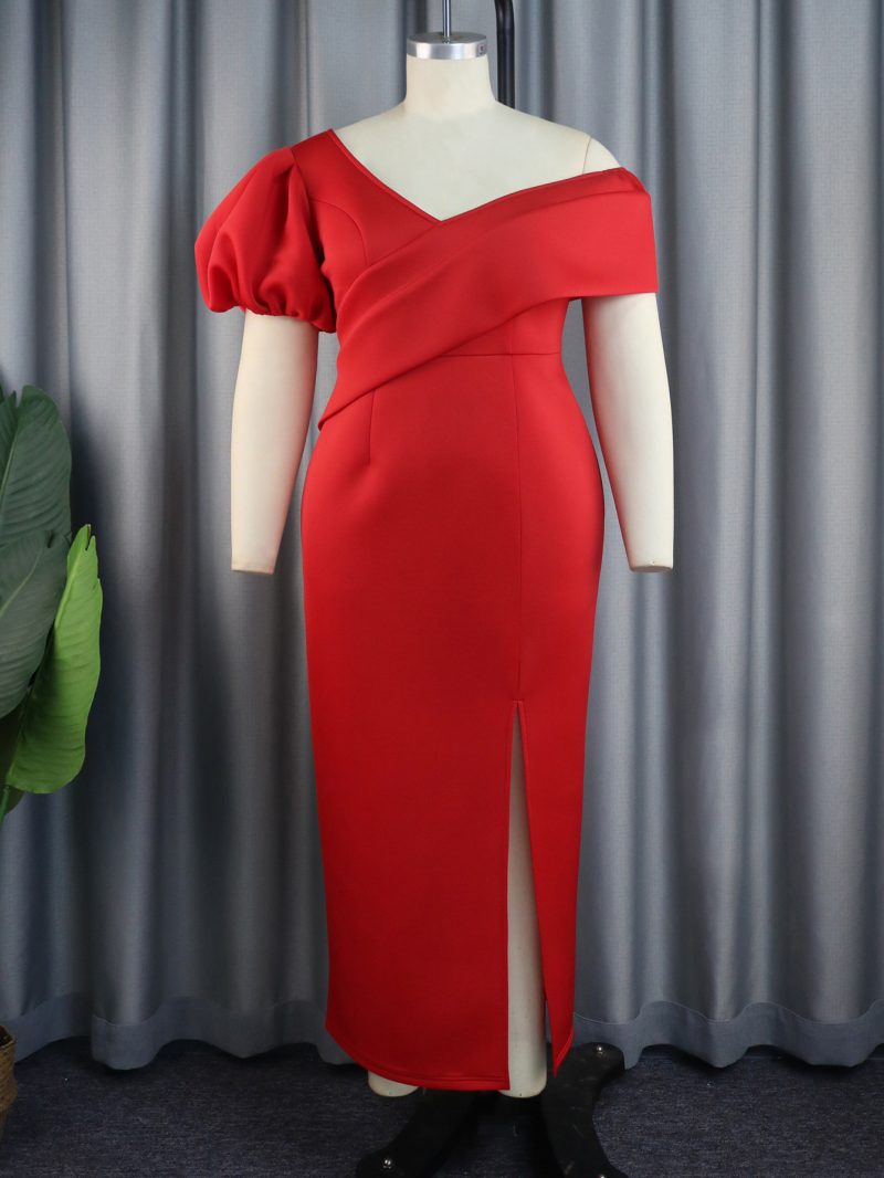 Chic Women’s V-Neck Lantern Sleeve Summer Party Dress - Image 2
