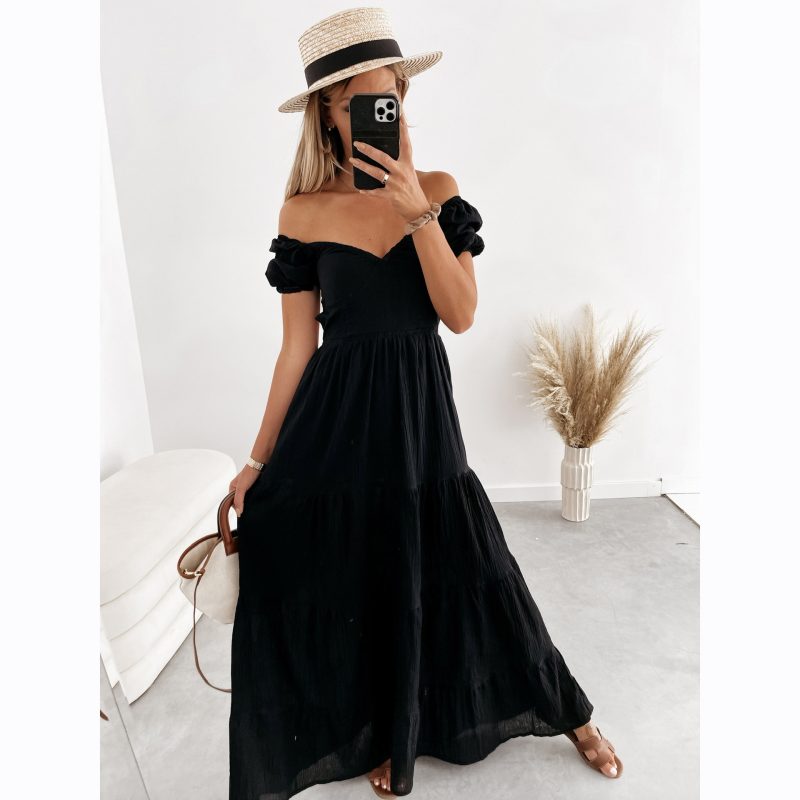 Summer Strapless Backless Lace-Up High-Waist Dress
