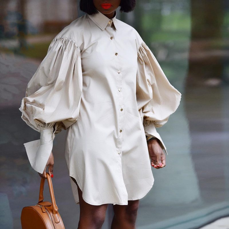 Office Solid Color Shirt Dress for Women - Image 4
