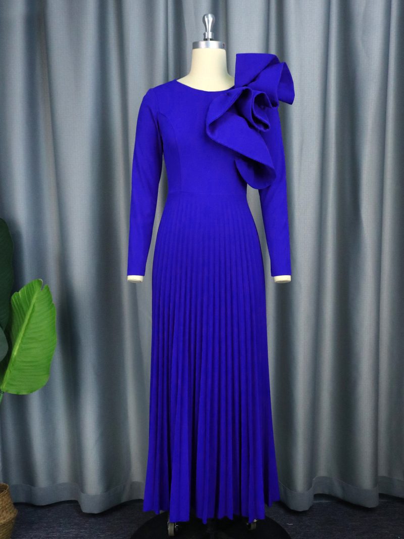 Women’s Pleated Long Sleeve Party Cocktail Dress - Image 3