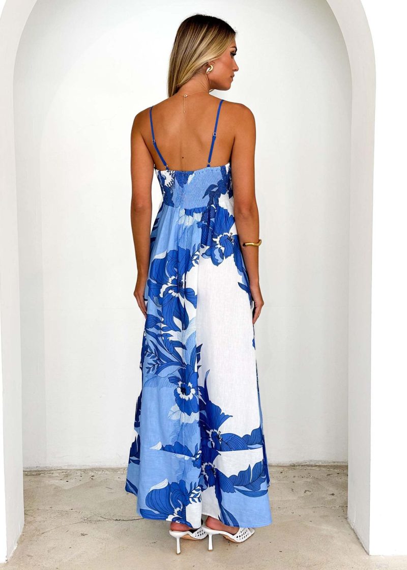 Summer Printed Backless High Waist Swing Dress - Image 3