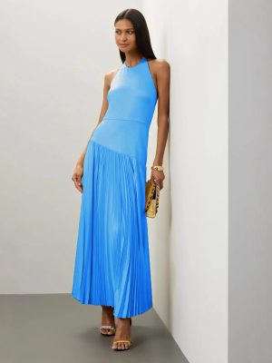Lightweight Summer Pleated Halter Dress Women