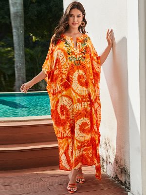 Sun Protection Beach Robe with Tie-Dye Print