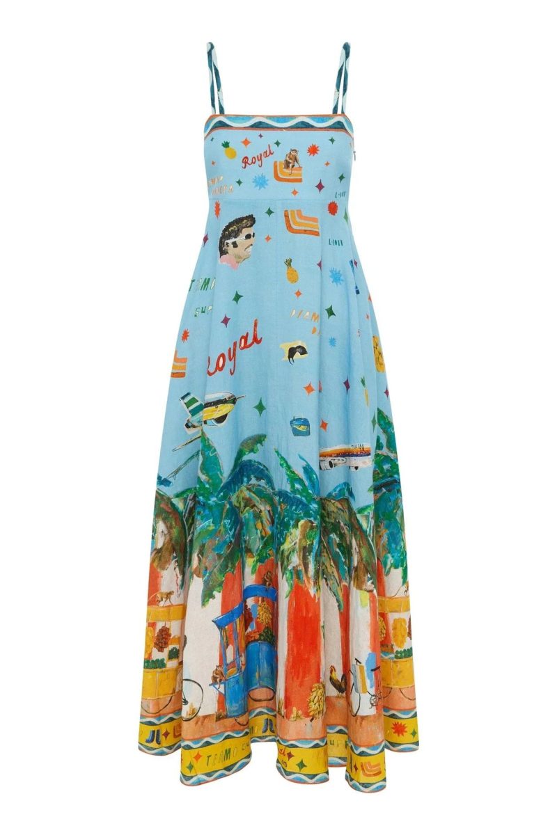 Spring Summer Sling Graffiti Print Swing Dress - Image 3