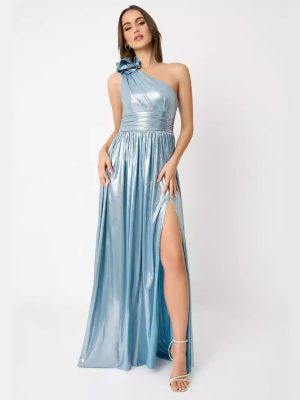 Women’s Shiny Sling Backless High Slit Dress