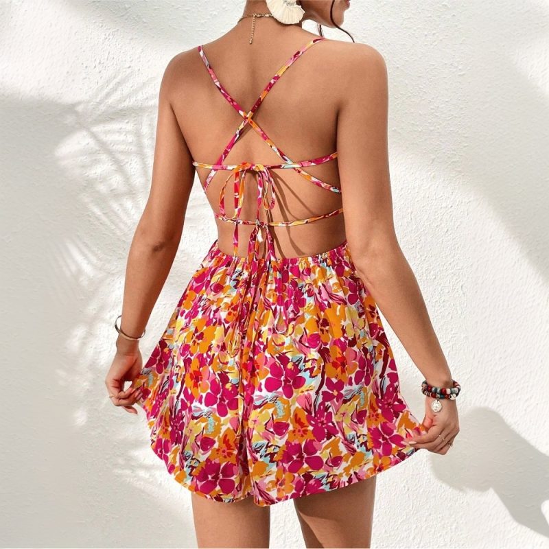 Short Floral Dress with Square Neck for Summer - Image 2