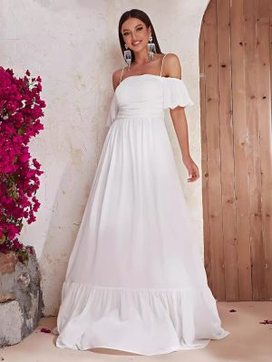 Women’s Off Shoulder White Maxi Summer Dress