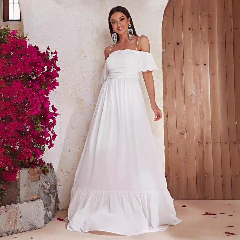 Women’s Off Shoulder White Maxi Summer Dress