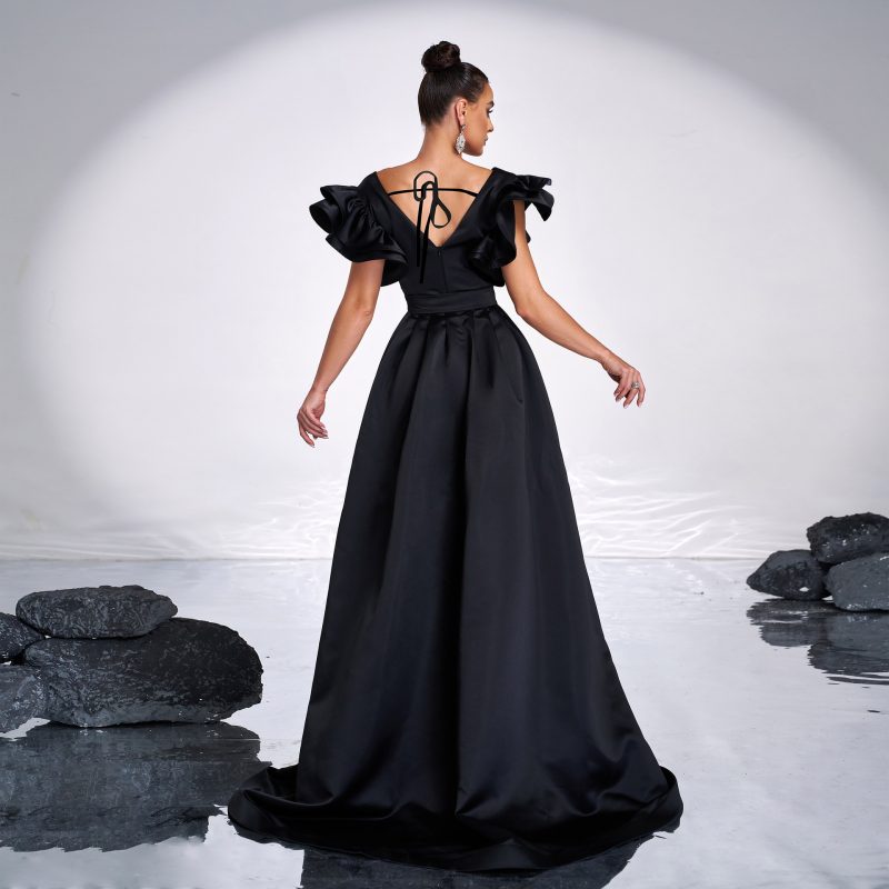 Sequined V-Neck Fishtail Sheath Evening Dress - Image 3