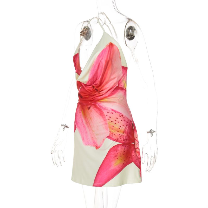 Women’s Crossbody Print Dress with Swing Hem - Image 3