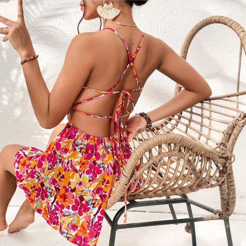 Short Floral Dress with Square Neck for Summer - Image 3