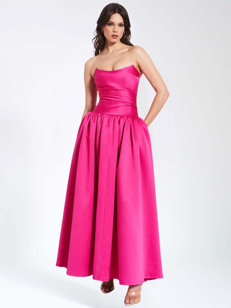 Summer Waist Slimming French Rose Sling Dress - Image 4
