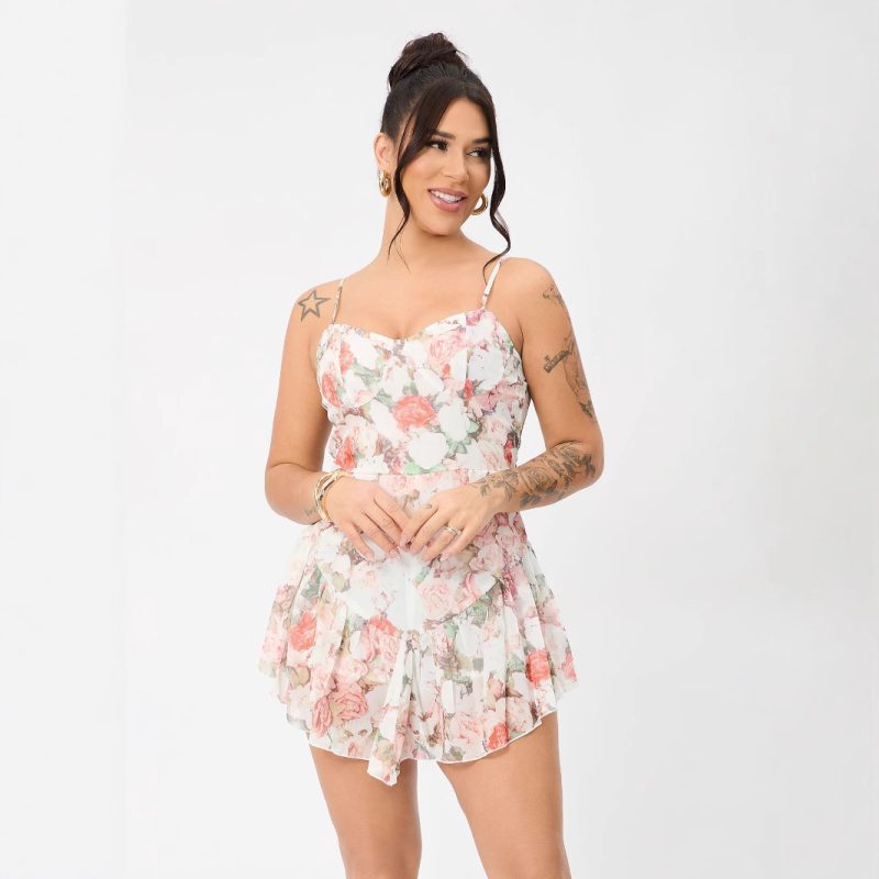 Summer Floral Dress Adjustable Spaghetti Straps - Image 2