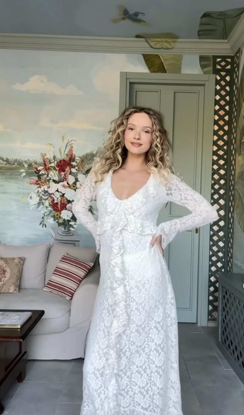 Elegant Lace Ruffle Hip Wrap Cocktail Dress Women - Image 2