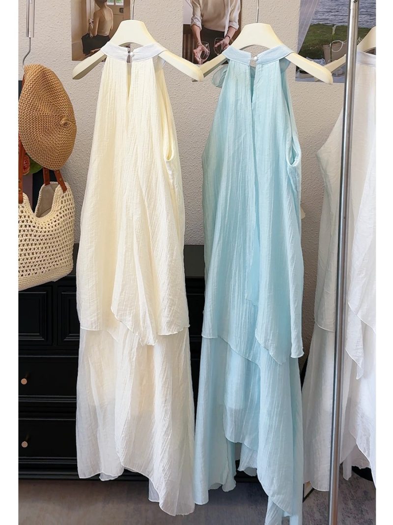 Women’s French Floral Halter Summer Maxi Dress - Image 2
