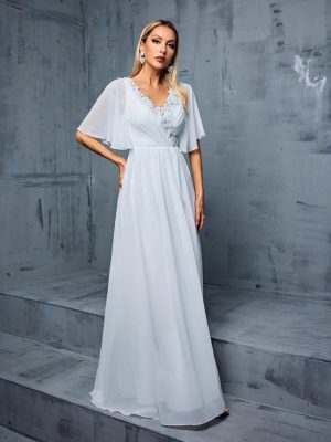 V-Neck Half Sleeve Slim Fit Cocktail Dress