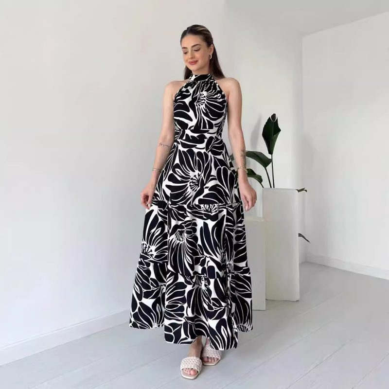 Sleeveless Printed Maxi Dress with High Slit