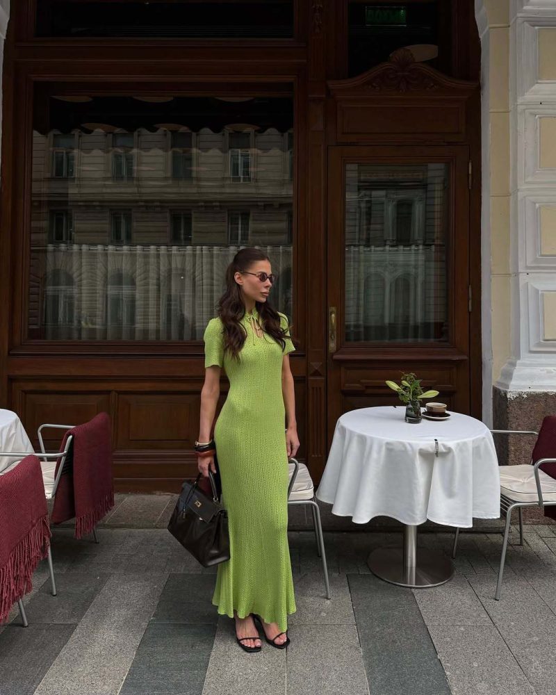 Women’s Summer Candy Color Slim Knit Dress - Image 4