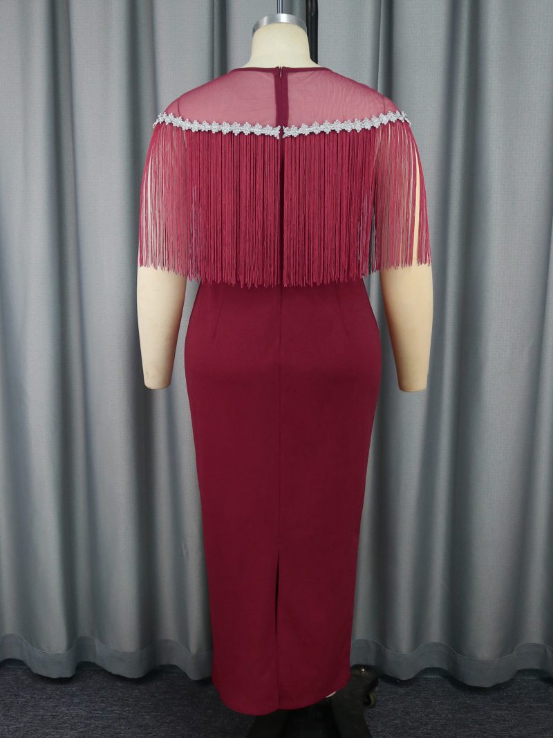 Women’s Elegant Mesh See-Through Tassel Dress - Image 2