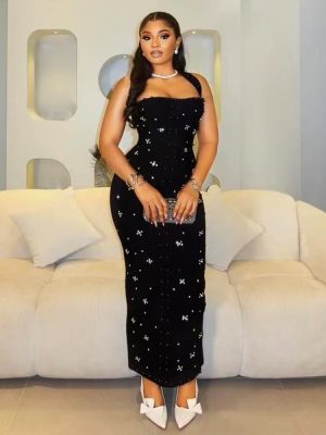 Halter Rhinestone Bandage One-Piece Dinner Dress