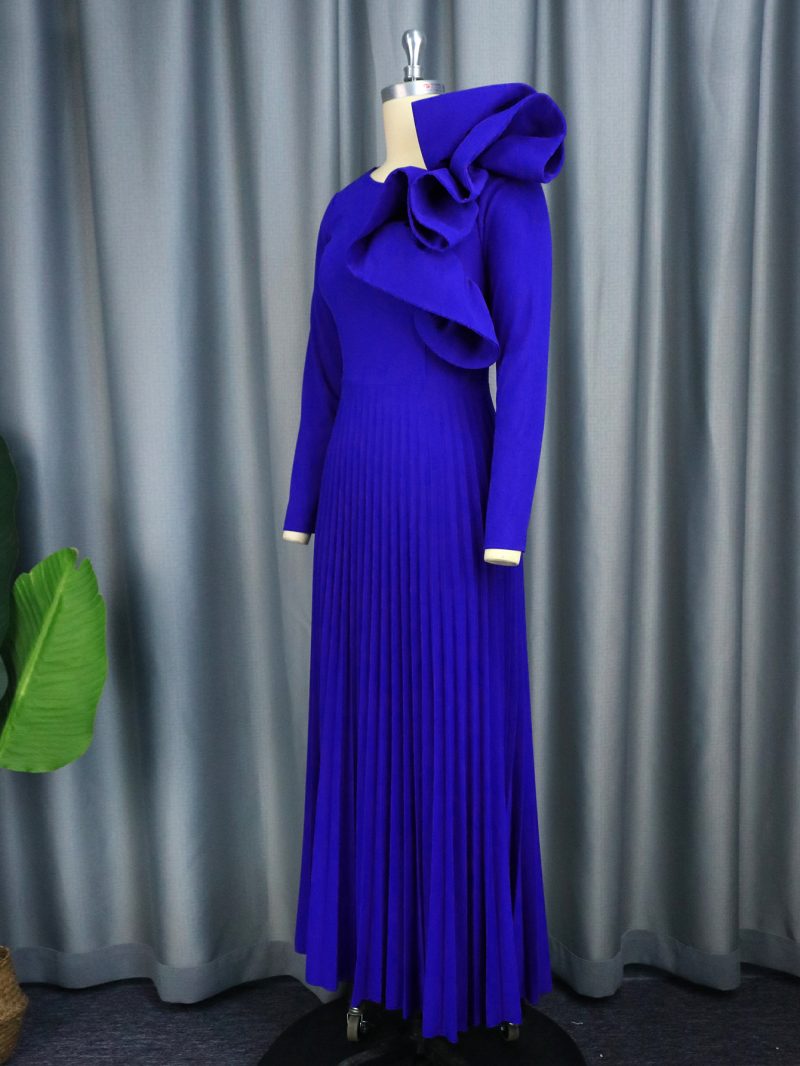 Women’s Pleated Long Sleeve Party Cocktail Dress - Image 2