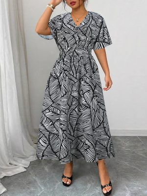 Elegant Women’s V-Neck Short Sleeve Maxi Dress