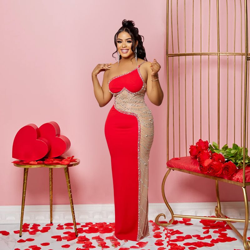 Women’s Solid Color Rhinestone Sleeveless Maxi Dress - Image 3