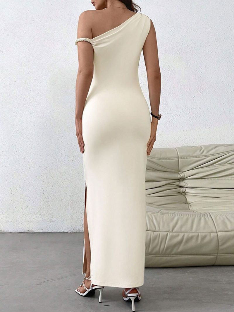 Chic Socialite Maxi Dress with Asymmetric Shoulder - Image 4
