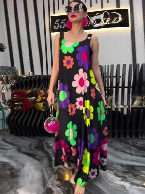 Summer Women’s Printed Bohemian Sleeveless Loose Dress