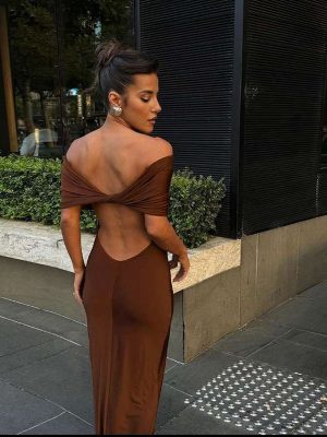 Trendy Women’s Off-Shoulder Backless Summer Dress