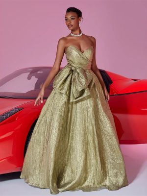 Women’s Tube Top Bow Slim Fit Evening Dress