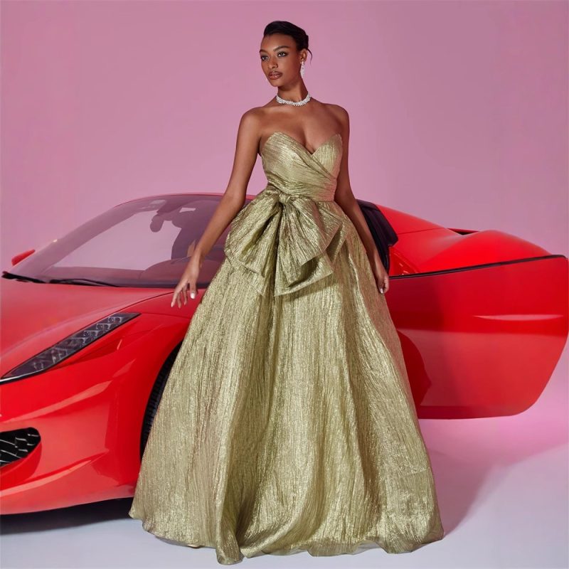 Women’s Tube Top Bow Slim Fit Evening Dress