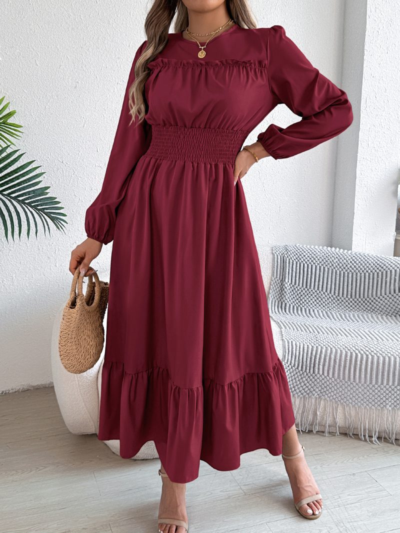 Women’s Autumn Winter Pleated Maxi Dress - Image 3