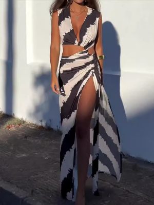 Summer Casual Printed Hollow-Out Dress for Women