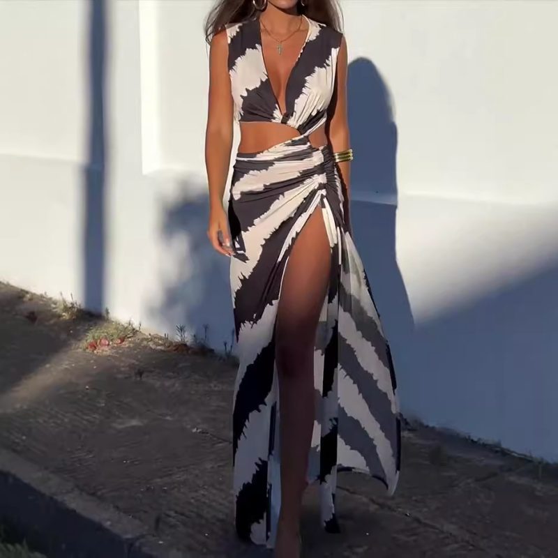 Summer Casual Printed Hollow-Out Dress for Women