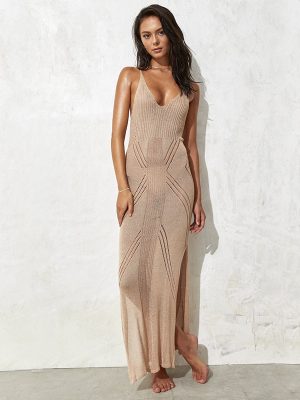 Backless Crochet Knit Beach Cover Up Dress