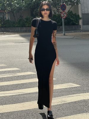 Women’s Summer Round Neck Side Split Dress