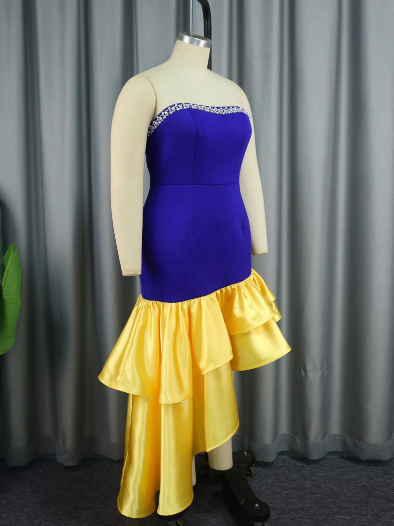 Elegant Women’s Contrast Color Sleeveless Tube Dress - Image 2