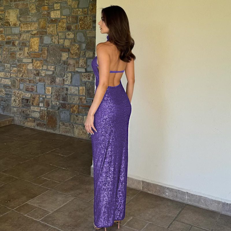 Elegant Backless Sequined Slim Sheath Dress - Image 2