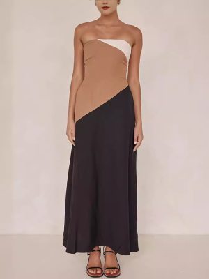 Slim Fit Patchwork Strapless Summer Dress