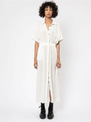 Solid Color Sun Protection Vacation Shirt Dress
