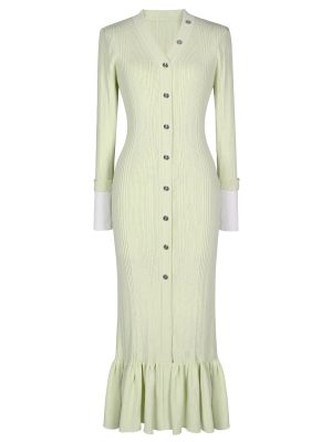 Women’s Knitted V-Neck Slim Fit Long Dress