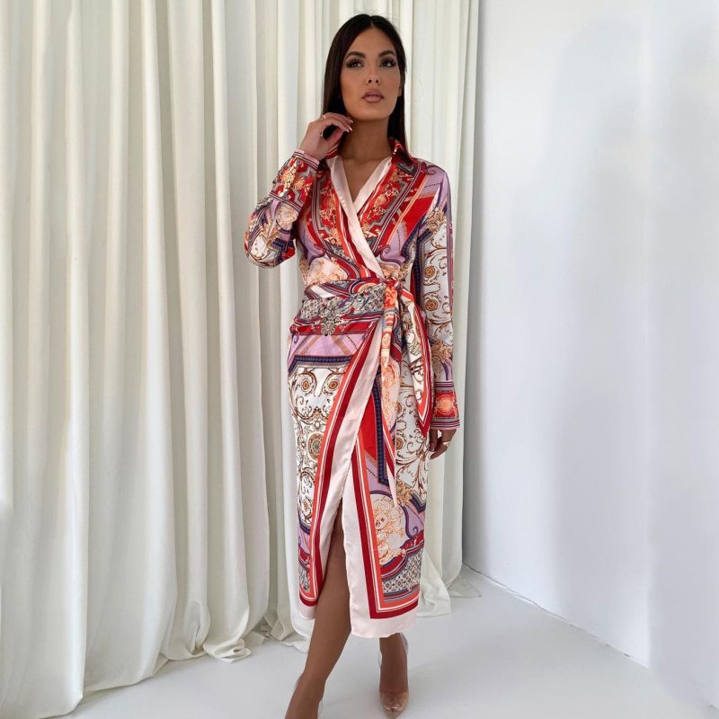 Spring Retro Ethnic Printed Long Sleeve African Dress