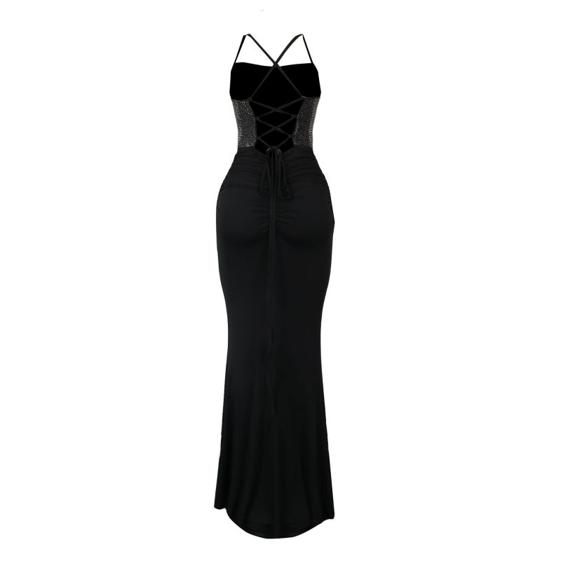 Lace-Up Cutout Pleated Fishtail Dress Women - Image 3
