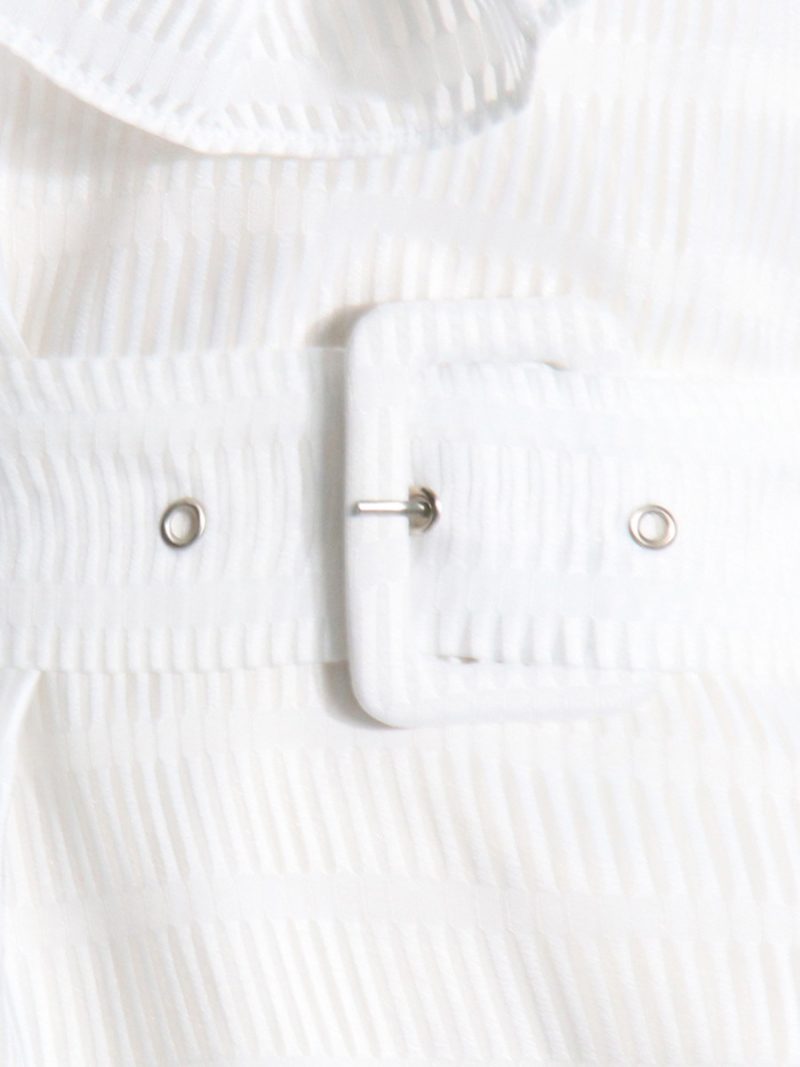 French Retro V-Neck Belted Wide Hem Dress - Image 3