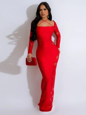 Elegant Lace Stitching Bodycon Dress for Nightclub