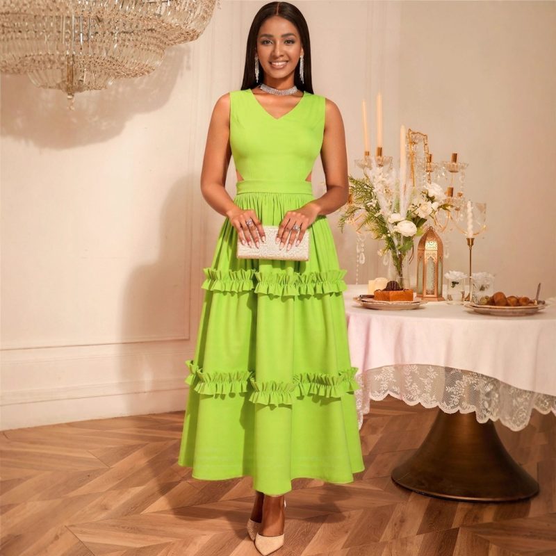 High-End V-Neck Cutout A-Line Cocktail Party Dress