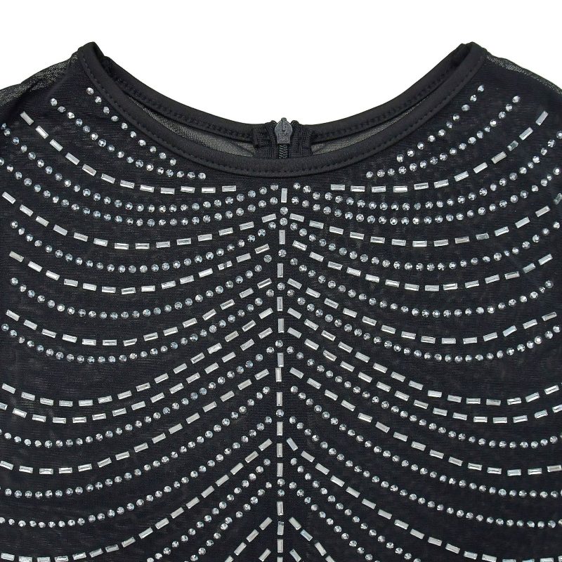 Women’s Solid Color Mesh Rhinestone Maxi Dress - Image 4