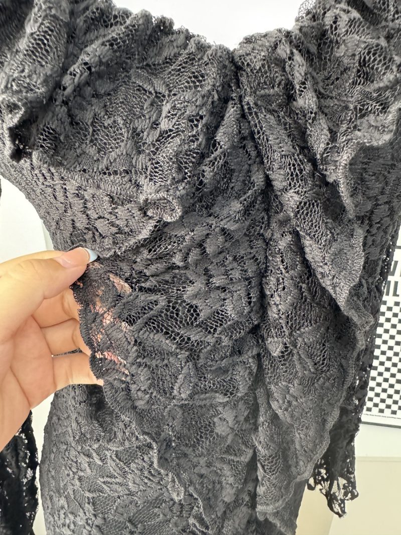 Elegant Lace Ruffle Hip Wrap Cocktail Dress Women - Image 4