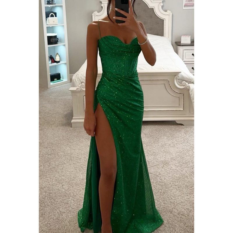 Women’s Casual Party Suspender Dress with Side Slit - Image 2